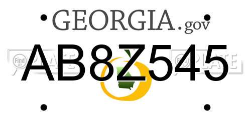 AB8Z545 Georgia License Plate