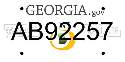 AB92257 Georgia License Plate