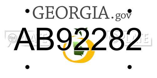 AB92282 Georgia License Plate