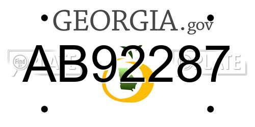 AB92287 Georgia License Plate
