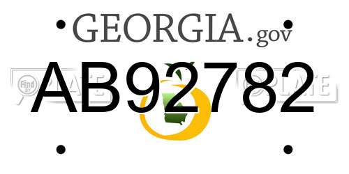 AB92782 Georgia License Plate