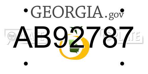 AB92787 Georgia License Plate