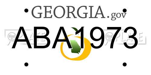 ABA1973 Georgia License Plate