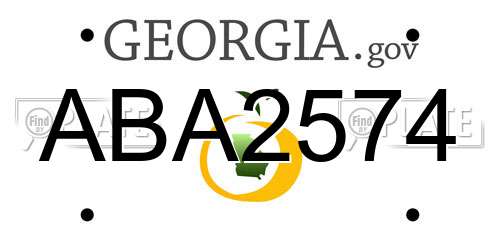 ABA2574 Georgia License Plate