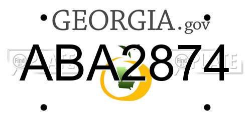 ABA2874 Georgia License Plate