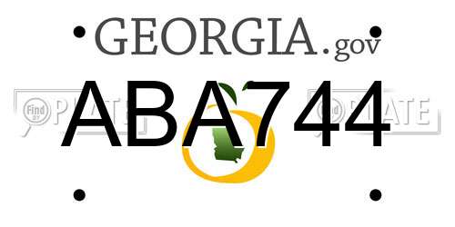 ABA744 Georgia License Plate