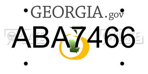 ABA7466 Georgia License Plate