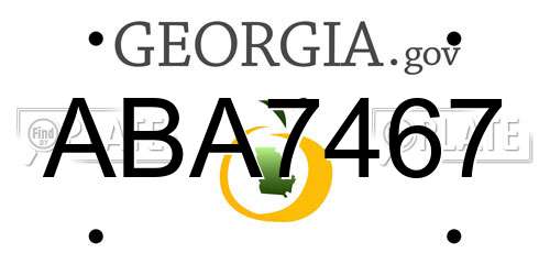 ABA7467 Georgia License Plate