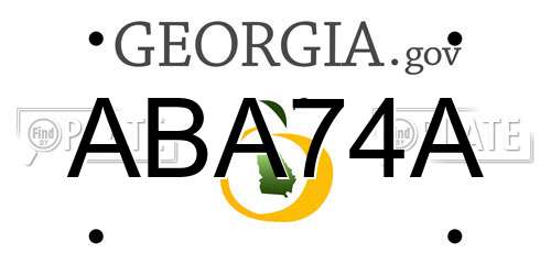 ABA74A Georgia License Plate