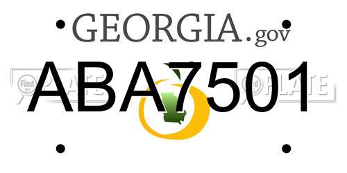ABA7501 Georgia License Plate