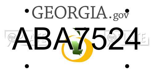 ABA7524 Georgia License Plate