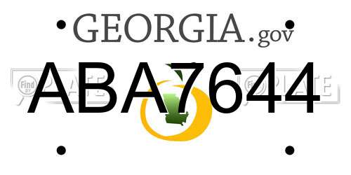 ABA7644 Georgia License Plate