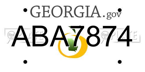 ABA7874 Georgia License Plate