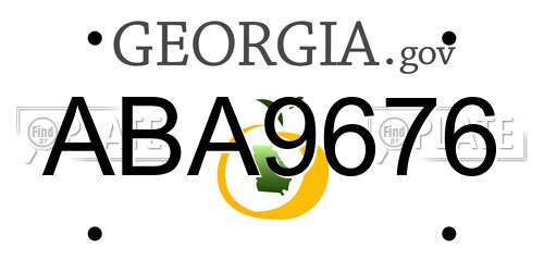 ABA9676 Georgia License Plate