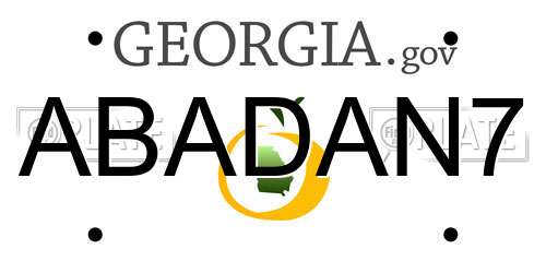 ABADAN7 Georgia License Plate