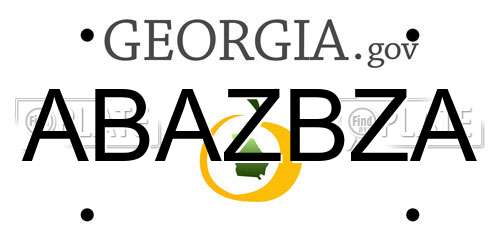 ABAZBZA Georgia License Plate