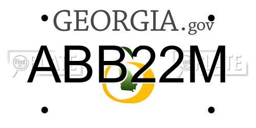 ABB22M Georgia License Plate