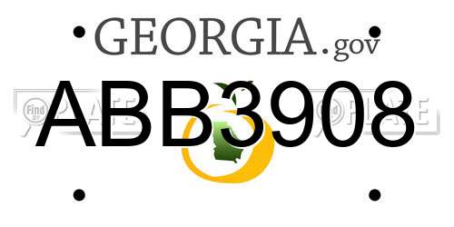 ABB3908 Georgia License Plate