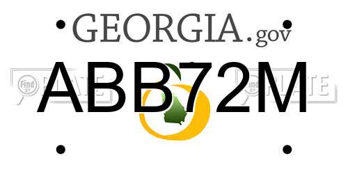 ABB72M Georgia License Plate