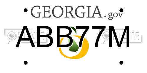 ABB77M Georgia License Plate