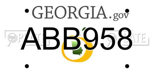 ABB958 Georgia License Plate