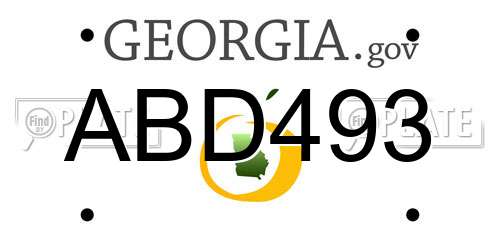 ABD493 Georgia License Plate
