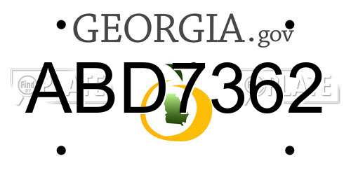 ABD7362 Georgia License Plate