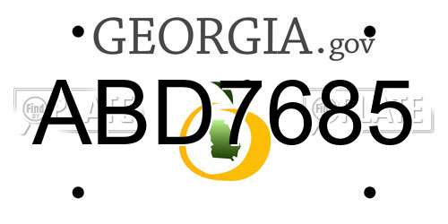 ABD7685 Georgia License Plate