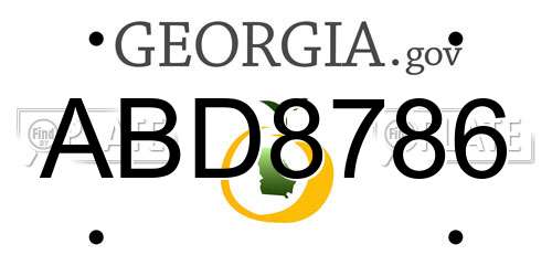 ABD8786 Georgia License Plate