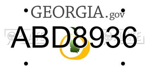 ABD8936 Georgia License Plate