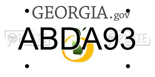 ABDA93 Georgia License Plate