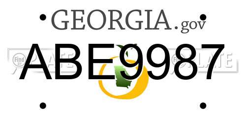 ABE9987 Georgia License Plate