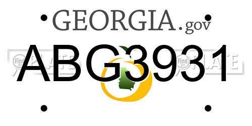 ABG3931 Georgia License Plate