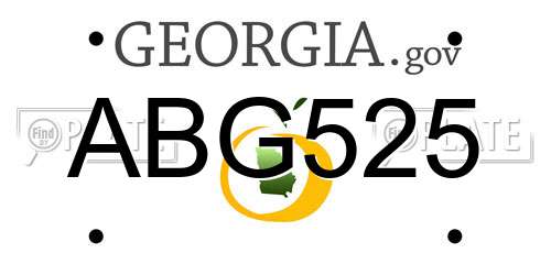 ABG525 Georgia License Plate