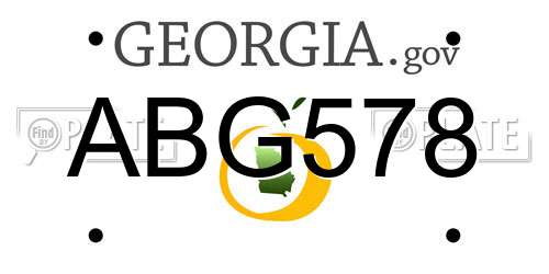 ABG578 Georgia License Plate