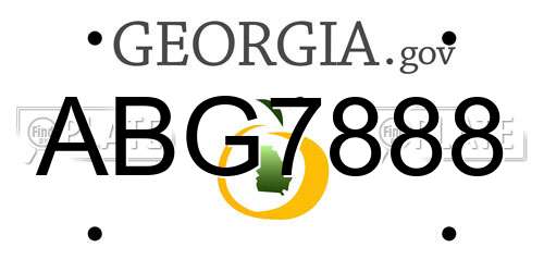 ABG7888 Georgia License Plate