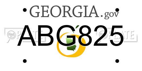 ABG825 Georgia License Plate