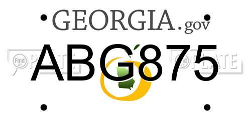 ABG875 Georgia License Plate