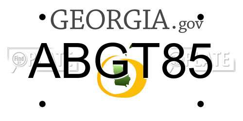 ABGT85 Georgia License Plate