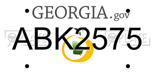 ABK2575 Georgia License Plate