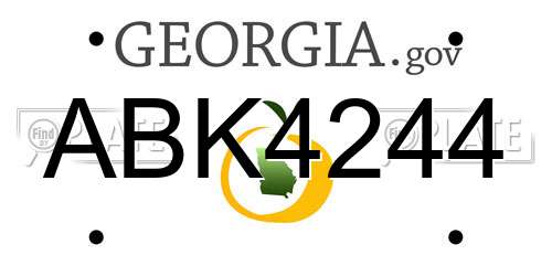 ABK4244 Georgia License Plate