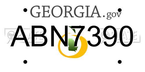ABN7390 Georgia License Plate