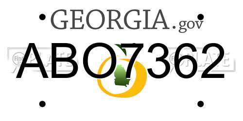 ABO7362 Georgia License Plate
