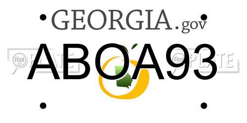 ABOA93 Georgia License Plate
