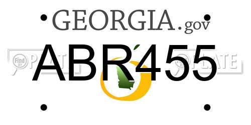 ABR455 Georgia License Plate