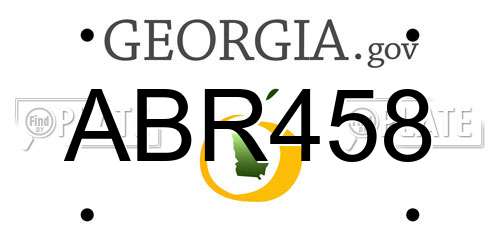 ABR458 Georgia License Plate