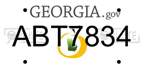 ABT7834 Georgia License Plate