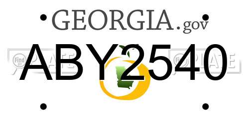 ABY2540 Georgia License Plate