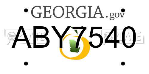 ABY7540 Georgia License Plate