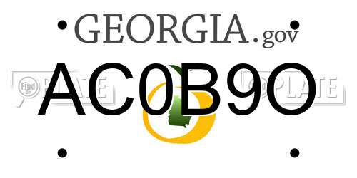 AC0B9O Georgia License Plate